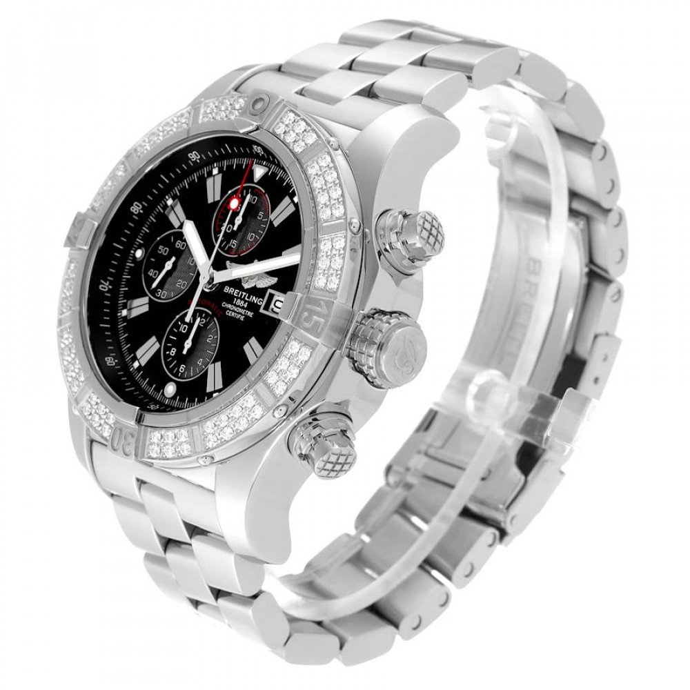 Breitling Super Avenger Chronograph Diamond Steel Mens Watch A13370 Breitling Super Avenger Chronograph Diamond Steel Mens Watch A13370