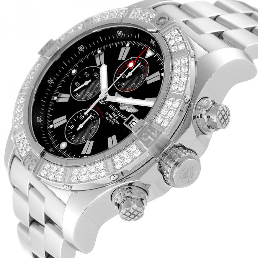 Breitling Super Avenger Chronograph Diamond Steel Mens Watch A13370 Breitling Super Avenger Chronograph Diamond Steel Mens Watch A13370