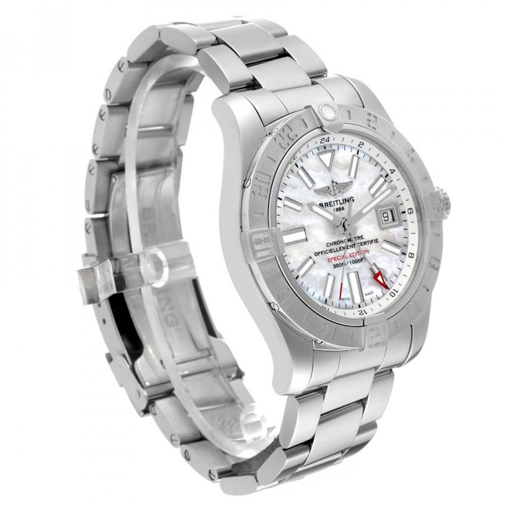 Breitling Avenger II GMT Mother of Pearl Dial Steel Mens Watch A32390 Breitling Avenger II GMT Mother of Pearl Dial Steel Mens Watch A32390