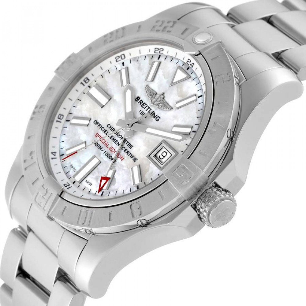 Breitling Avenger II GMT Mother of Pearl Dial Steel Mens Watch A32390 Breitling Avenger II GMT Mother of Pearl Dial Steel Mens Watch A32390