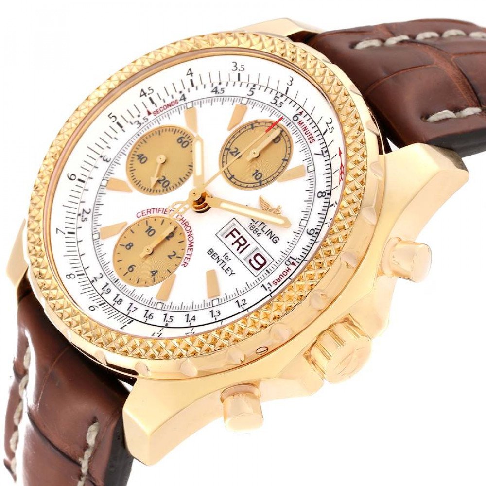 Breitling Bentley Motors GT White Dial Yellow Gold Mens Watch K13362 Breitling Bentley Motors GT White Dial Yellow Gold Mens Watch K13362