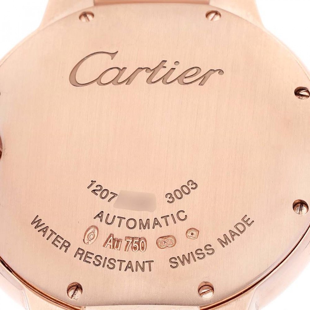 Cartier Ballon Bleu 36mm Automatic Rose Gold Diamond Mens Watch WE9005Z3