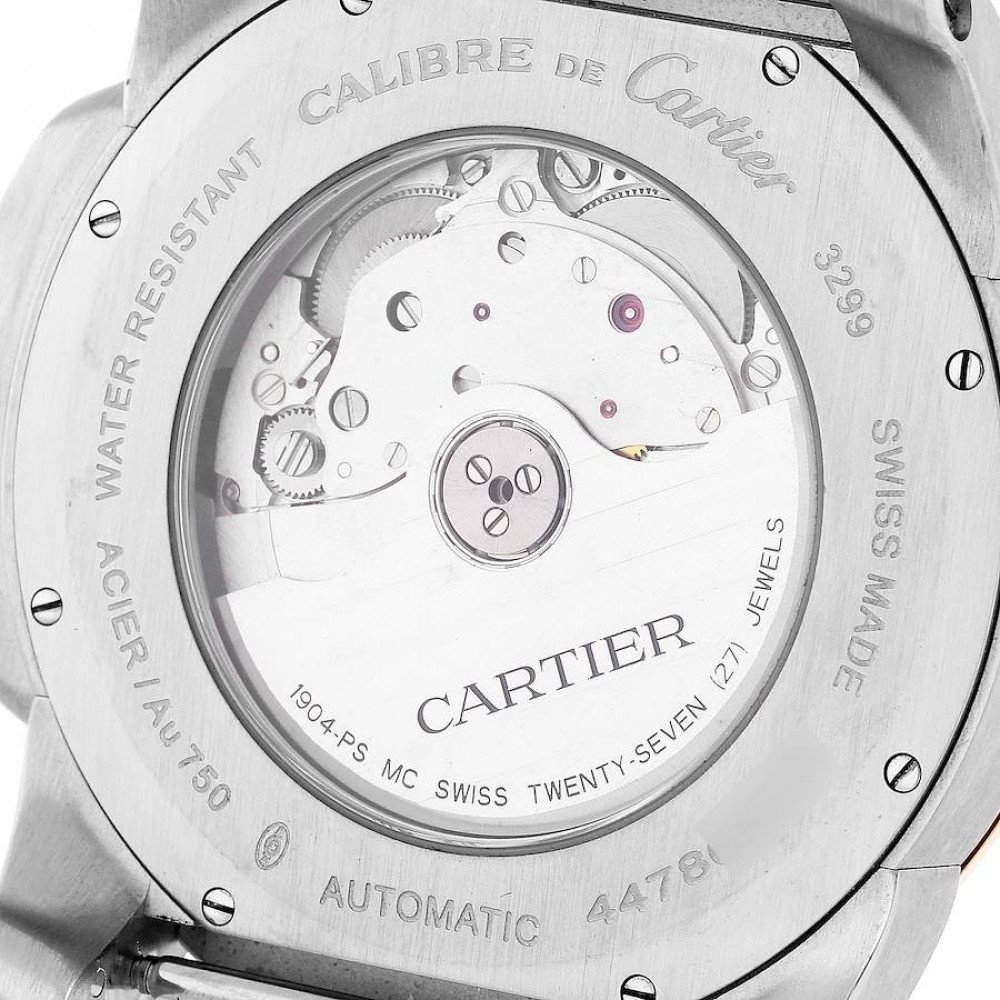 Cartier Calibre Steel Rose Gold Silver Dial Mens Watch W7100011 Cartier Calibre Steel Rose Gold Silver Dial Mens Watch W7100011