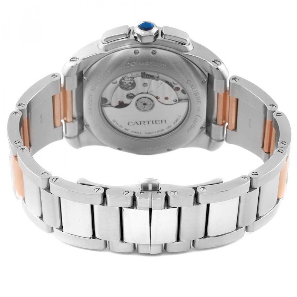 Cartier Calibre Chronograph Steel Rose Gold Mens Watch W7100042 Cartier Calibre Chronograph Steel Rose Gold Mens Watch W7100042