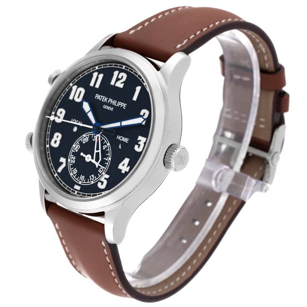 Patek Philippe Calatrava White Gold Pilot Travel Time Mens Watch 5524 Patek Philippe Calatrava White Gold Pilot Travel Time Mens Watch 5524
