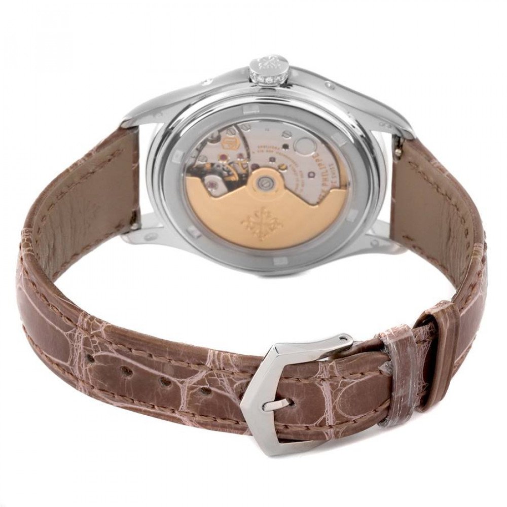 Patek Philippe Annual Calendar White Gold Mother of Pearl Diamond Mens Watch 4936 Box Papers Patek Philippe Annual Calendar White Gold Mother of Pearl Diamond Mens Watch 4936 Box Papers