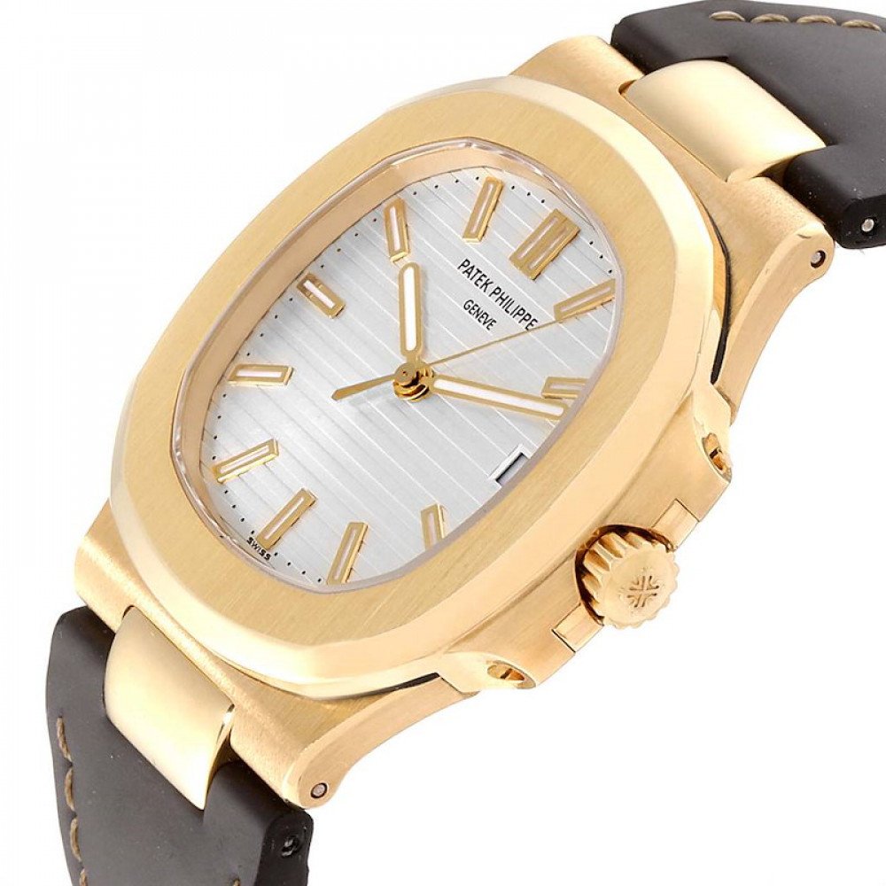 Patek Philippe Nautilus 18K Yellow Gold Brown Strap Mens Watch 5711 Patek Philippe Nautilus 18K Yellow Gold Brown Strap Mens Watch 5711