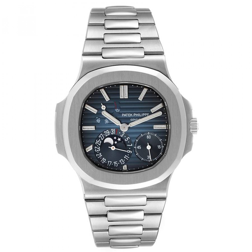 Patek Philippe Nautilus Blue Dial Moonphase Steel Mens Watch 5712