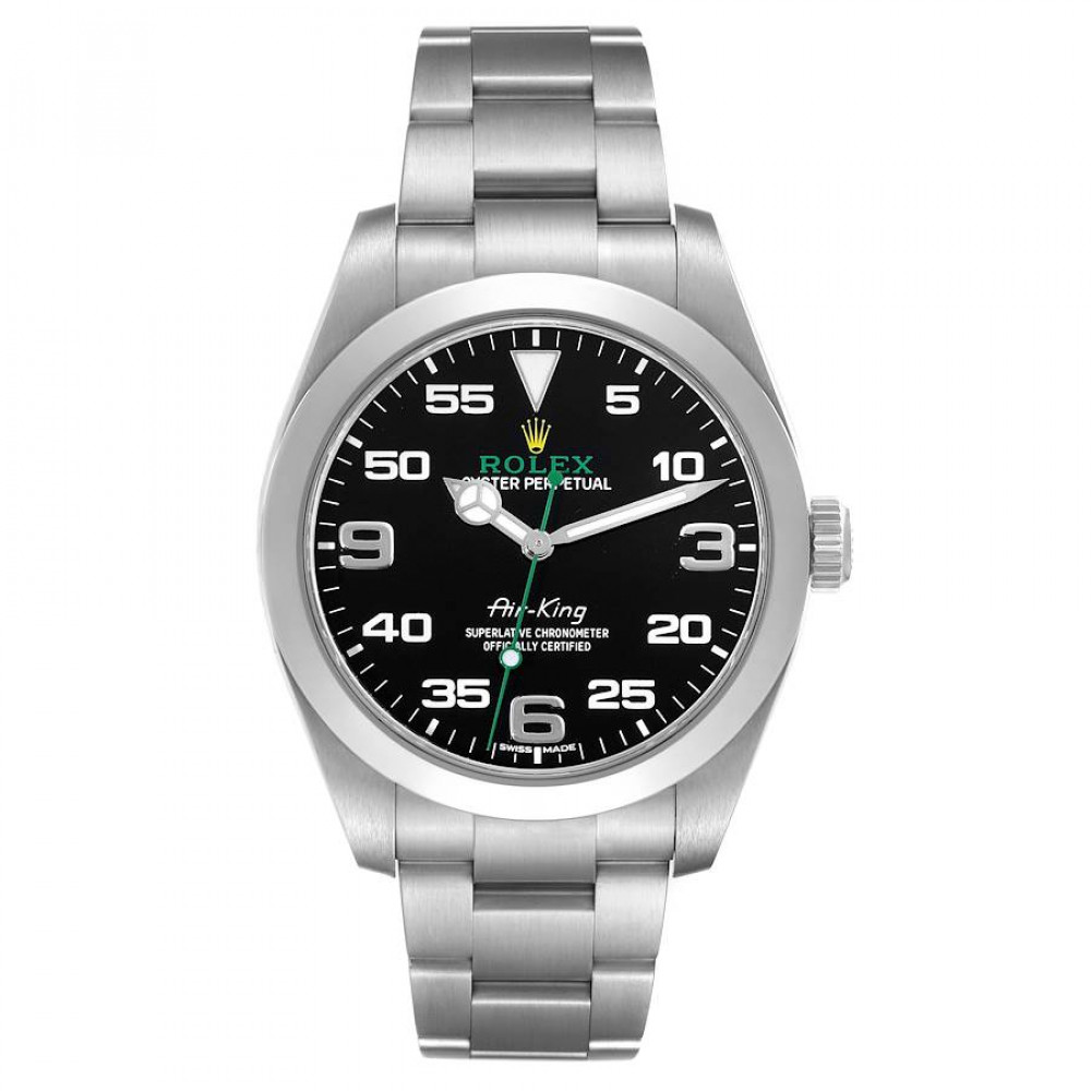 Rolex Oyster Perpetual Air King Green Hand Steel Mens Watch 116900