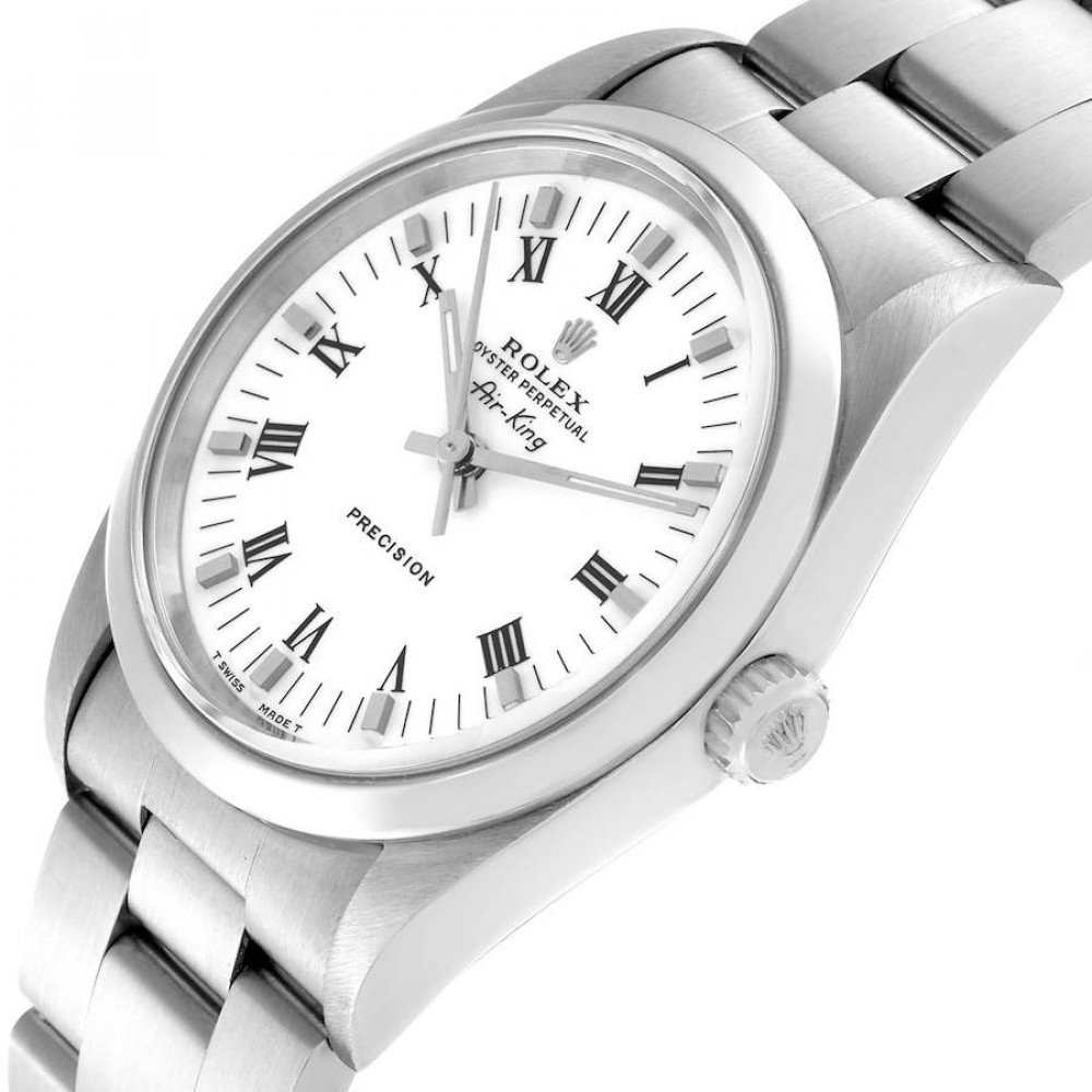 Rolex Air King White Dial Smooth Bezel Steel Mens Watch 14000