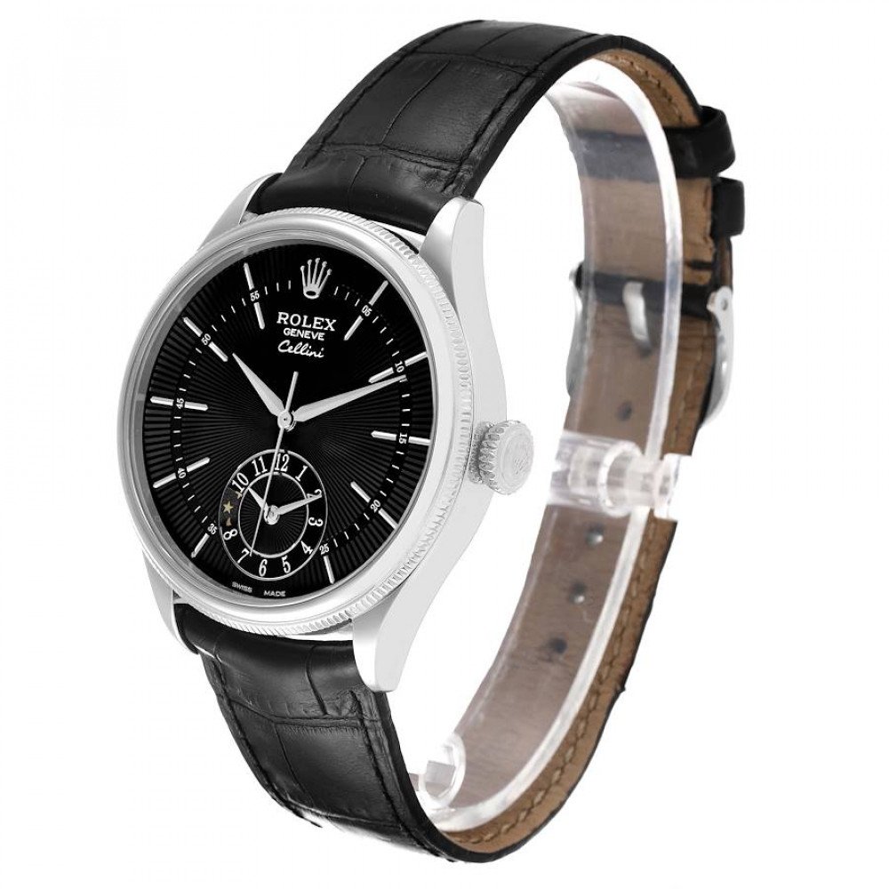 Rolex Cellini Dual Time White Gold Black Dial Automatic Mens Watch 50529 Rolex Cellini Dual Time White Gold Black Dial Automatic Mens Watch 50529