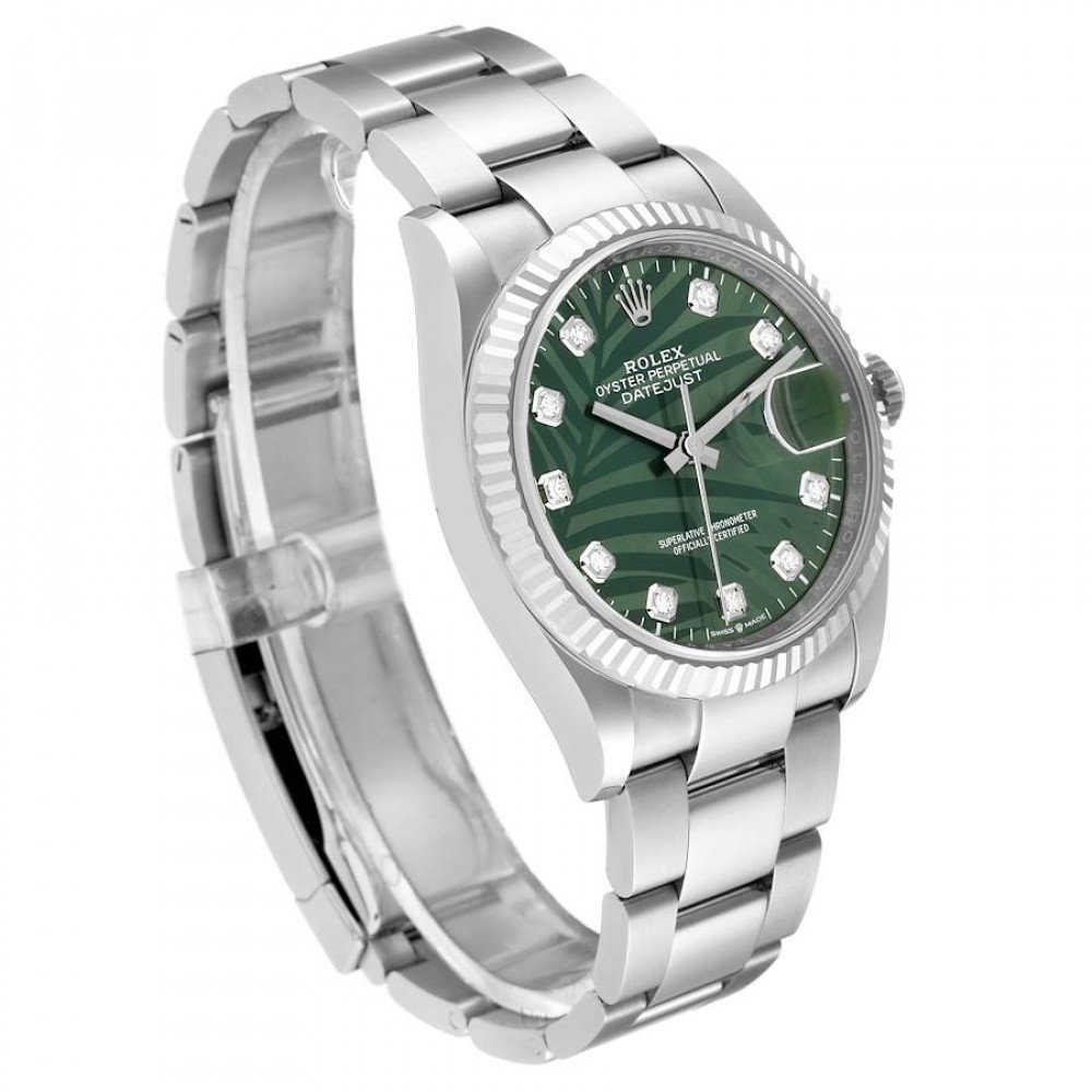 Rolex Datejust 36mm Olive Green Palm Diamond Dial Mens Watch 126234 Rolex Datejust 36mm Olive Green Palm Diamond Dial Mens Watch 126234