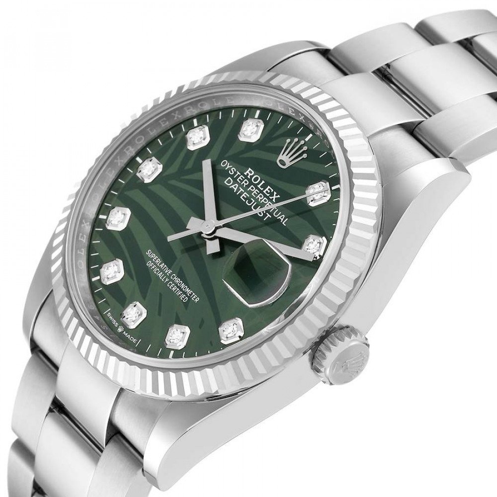 Rolex Datejust 36mm Olive Green Palm Diamond Dial Mens Watch 126234 Rolex Datejust 36mm Olive Green Palm Diamond Dial Mens Watch 126234
