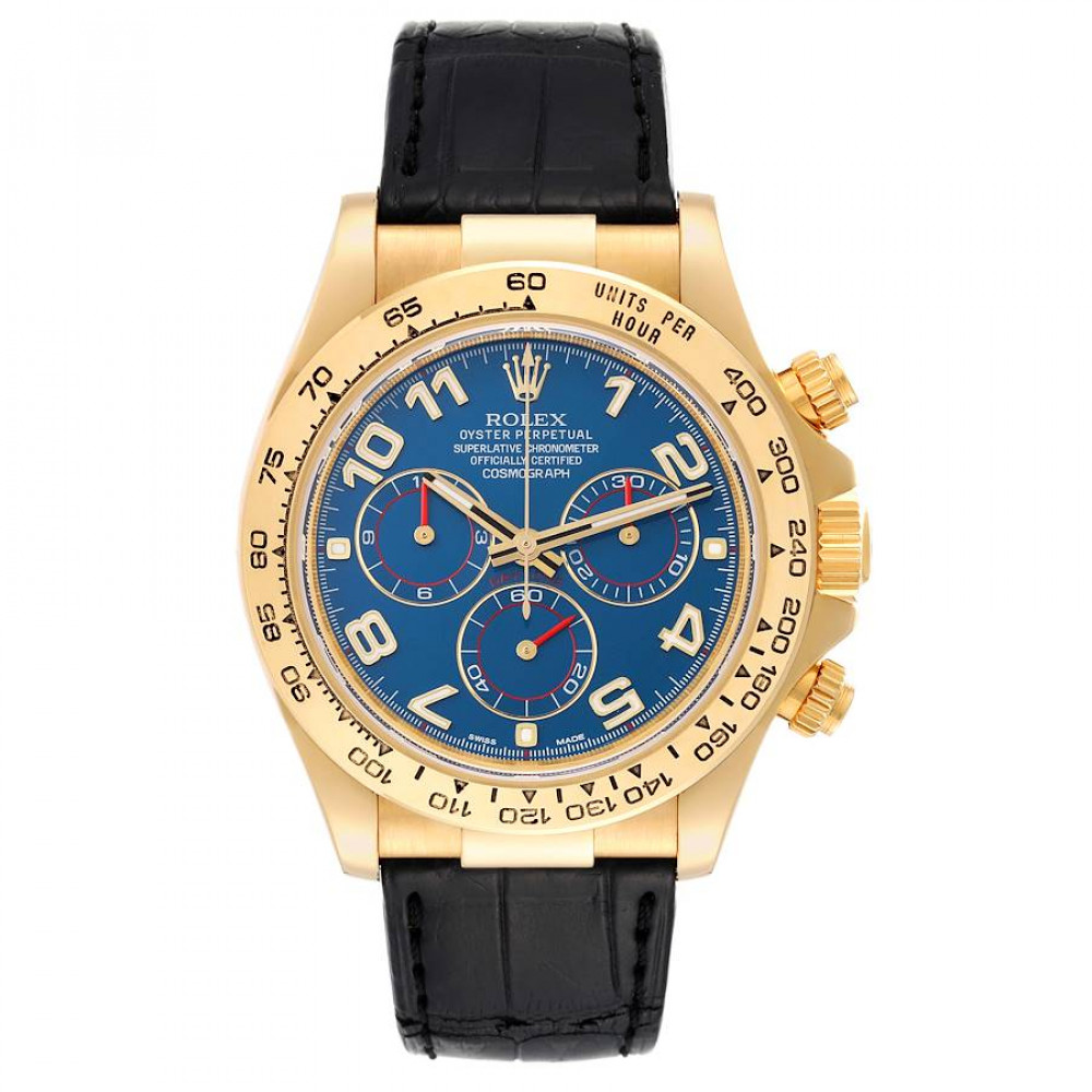 Rolex Daytona Yellow Gold Blue Dial Mens Watch 116518