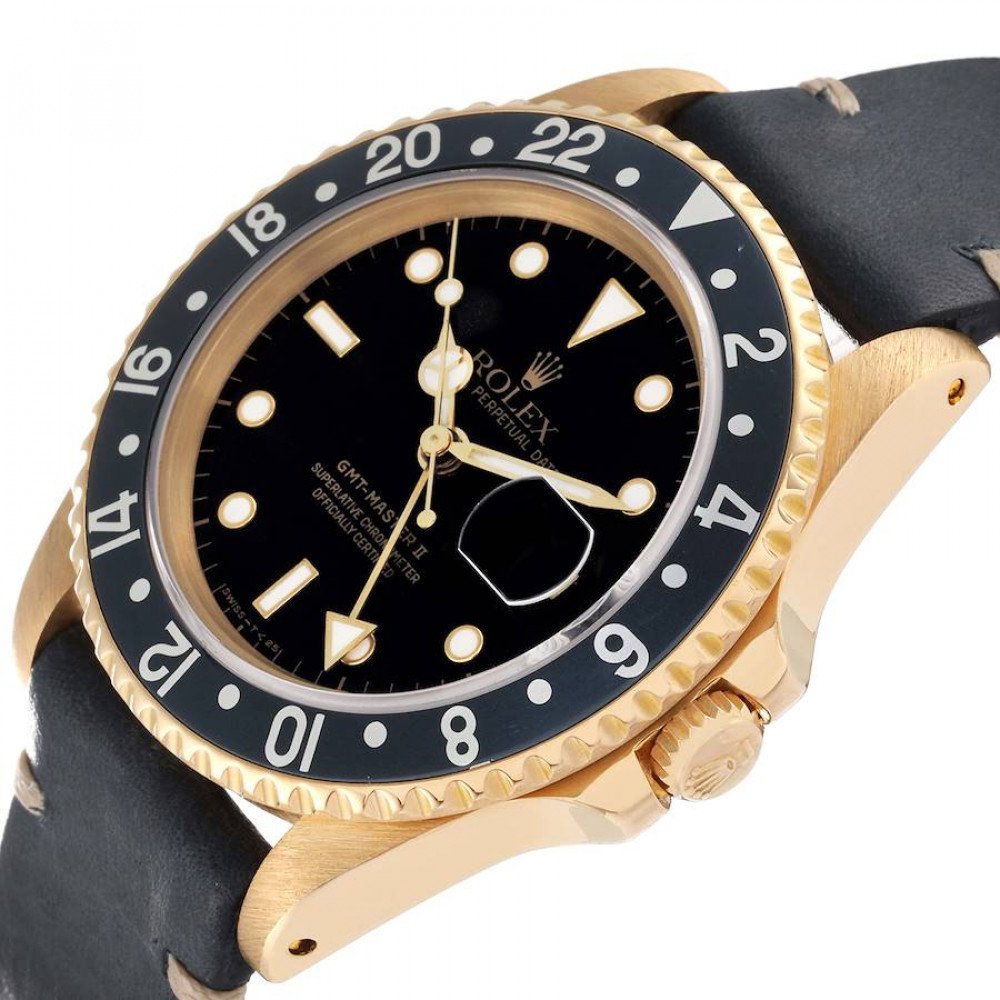 Rolex GMT Master II 18K Yellow Gold Black Dial Mens Watch 16718 Rolex GMT Master II 18K Yellow Gold Black Dial Mens Watch 16718