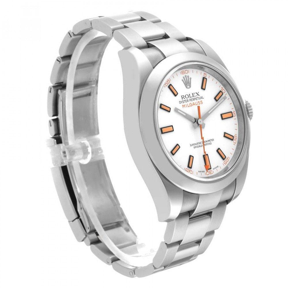 Rolex Milgauss White Dial Orange Markers Steel Mens Watch 116400 Rolex Milgauss White Dial Orange Markers Steel Mens Watch 116400
