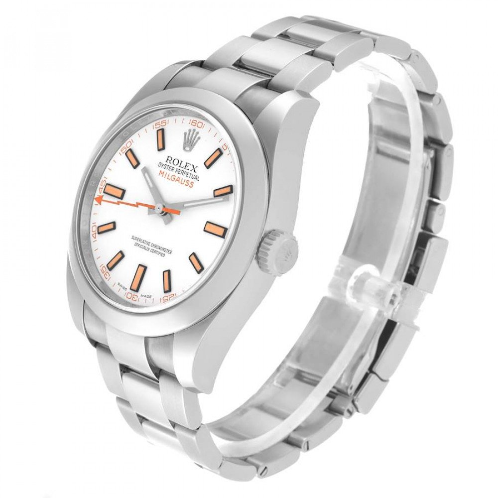 Rolex Milgauss White Dial Orange Markers Steel Mens Watch 116400 Rolex Milgauss White Dial Orange Markers Steel Mens Watch 116400