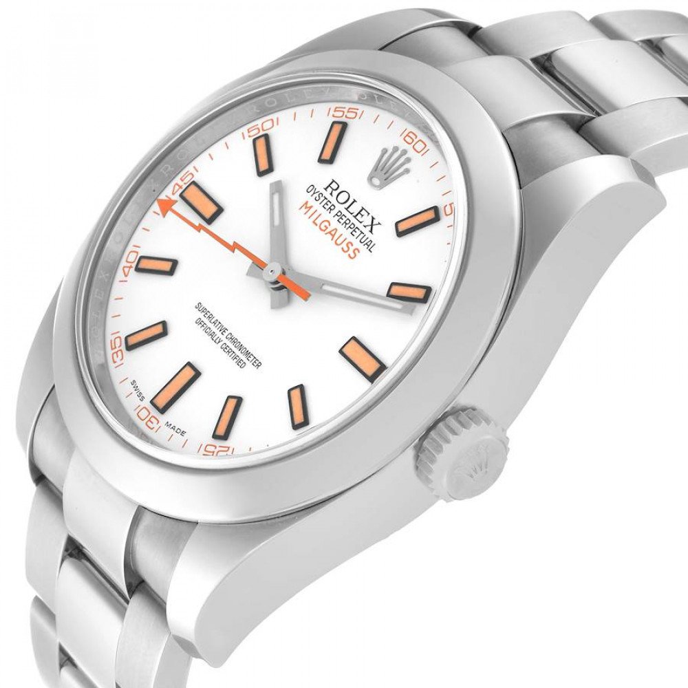 Rolex Milgauss White Dial Orange Markers Steel Mens Watch 116400 Rolex Milgauss White Dial Orange Markers Steel Mens Watch 116400