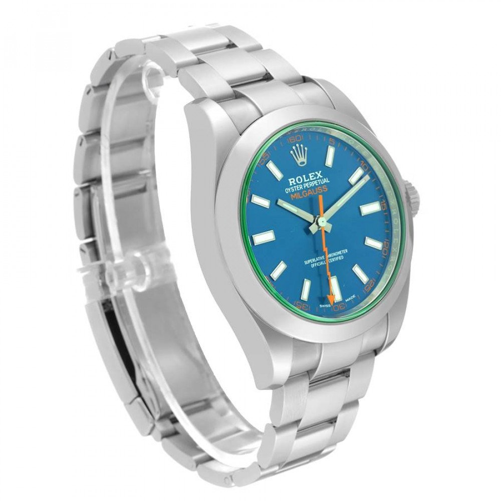 Rolex Milgauss Blue Dial Green Crystal Steel Mens Watch 116400GV Rolex Milgauss Blue Dial Green Crystal Steel Mens Watch 116400GV