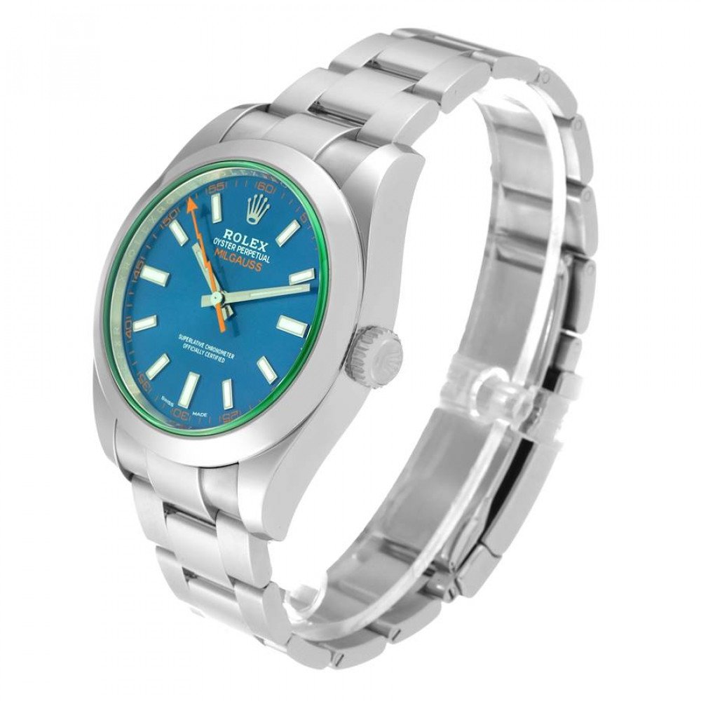 Rolex Milgauss Blue Dial Green Crystal Steel Mens Watch 116400GV Rolex Milgauss Blue Dial Green Crystal Steel Mens Watch 116400GV