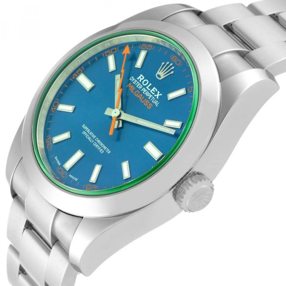 Rolex Milgauss Blue Dial Green Crystal Steel Mens Watch 116400GV Rolex Milgauss Blue Dial Green Crystal Steel Mens Watch 116400GV
