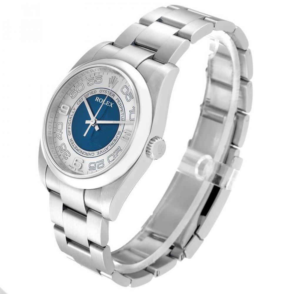 Rolex Oyster Perpetual 36mm Silver Blue Concentric Dial Steel Mens Watch 116000 Rolex Oyster Perpetual 36mm Silver Blue Concentric Dial Steel Mens Watch 116000