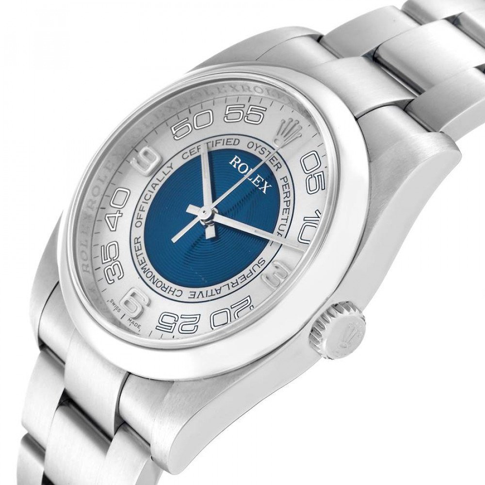 Rolex Oyster Perpetual 36mm Silver Blue Concentric Dial Steel Mens Watch 116000 Rolex Oyster Perpetual 36mm Silver Blue Concentric Dial Steel Mens Watch 116000