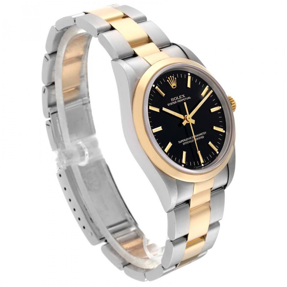 Rolex Oyster Perpetual Steel Yellow Gold Black Dial Mens Watch 14203 Rolex Oyster Perpetual Steel Yellow Gold Black Dial Mens Watch 14203