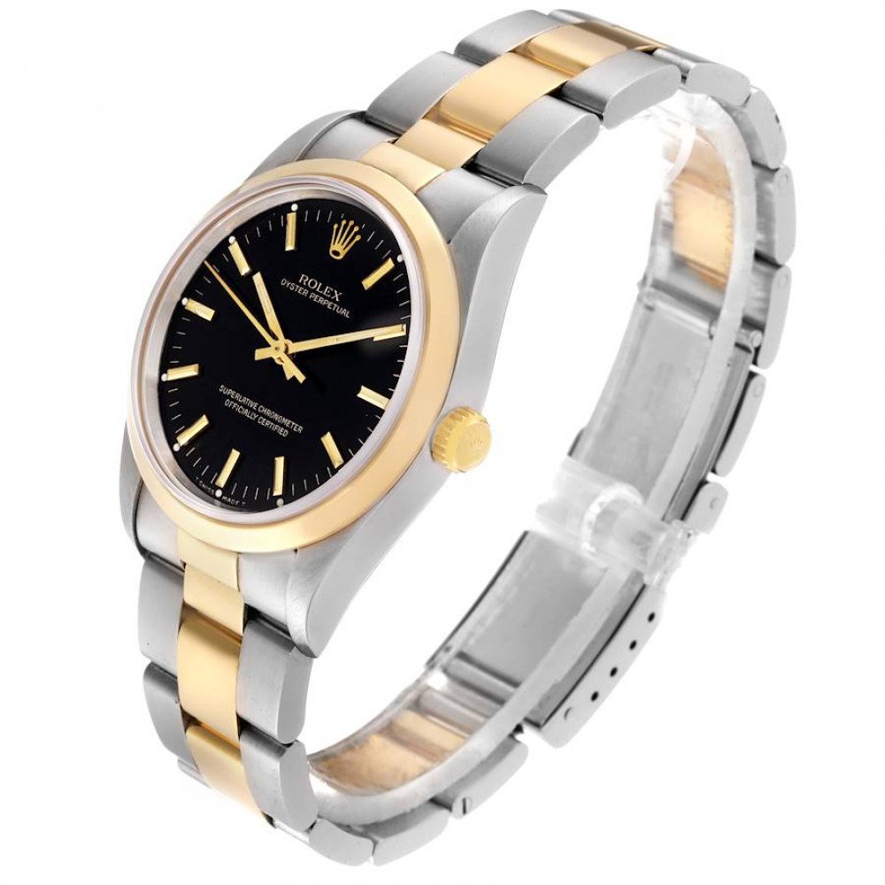 Rolex Oyster Perpetual Steel Yellow Gold Black Dial Mens Watch 14203 Rolex Oyster Perpetual Steel Yellow Gold Black Dial Mens Watch 14203