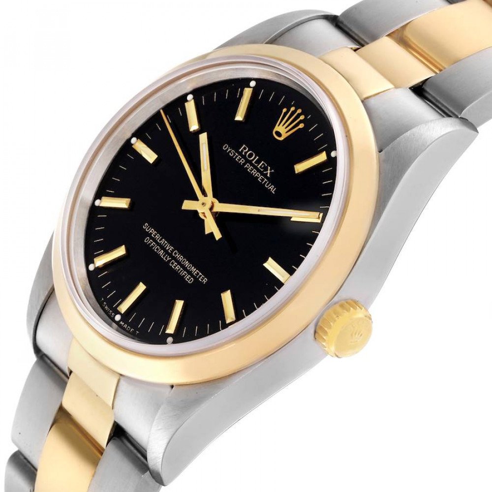 Rolex Oyster Perpetual Steel Yellow Gold Black Dial Mens Watch 14203 Rolex Oyster Perpetual Steel Yellow Gold Black Dial Mens Watch 14203