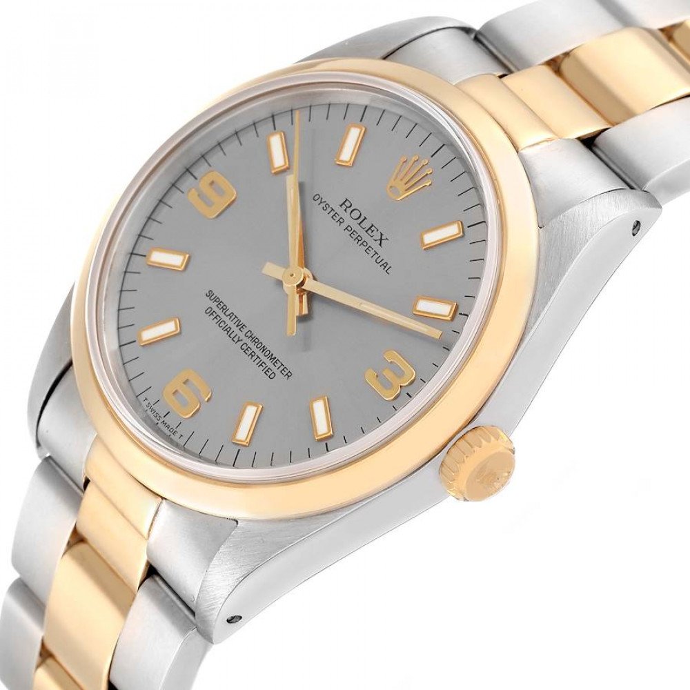 Rolex Oyster Perpetual Steel Yellow Gold Slate Dial Mens Watch 14203 Rolex Oyster Perpetual Steel Yellow Gold Slate Dial Mens Watch 14203