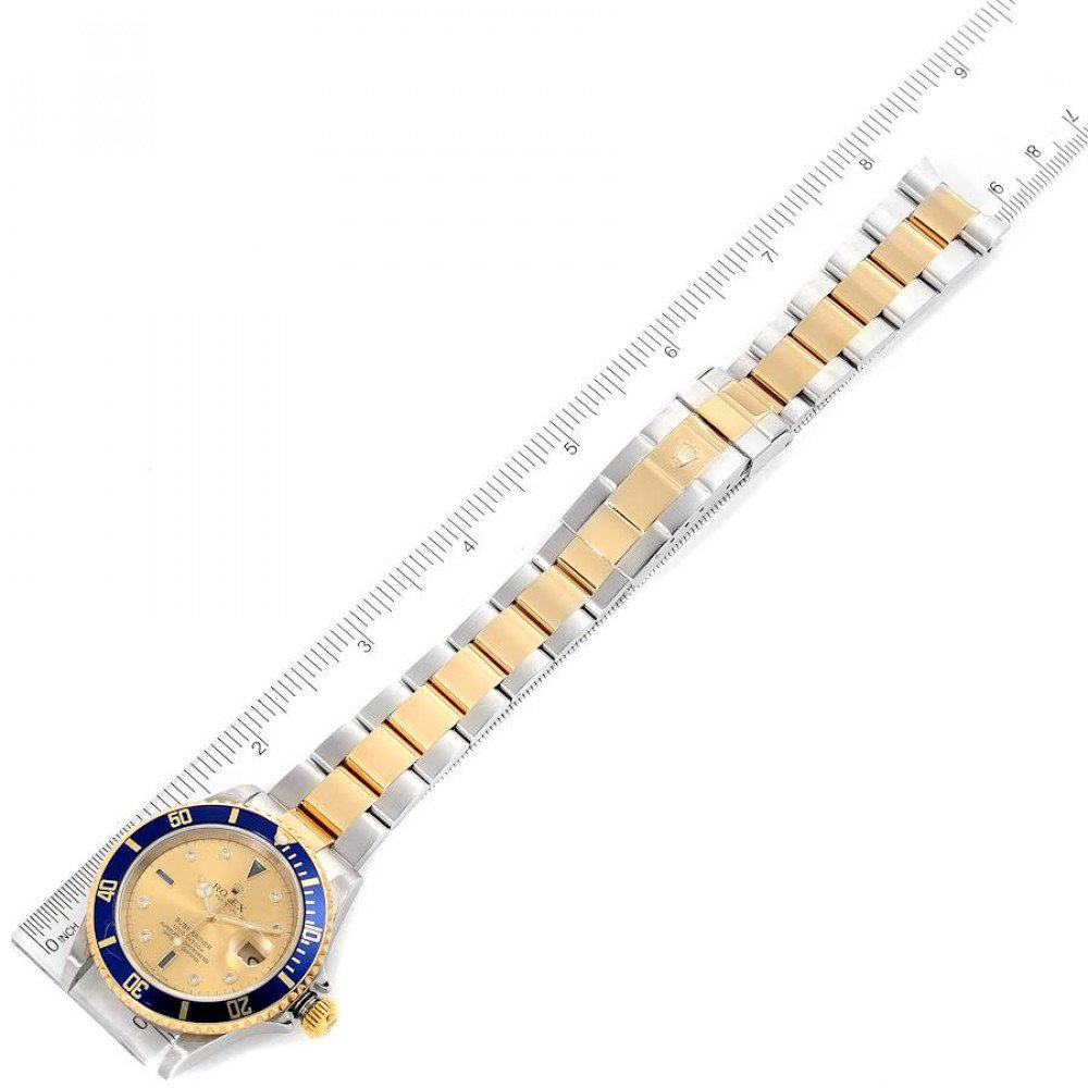 Rolex Submariner Steel Gold Diamond Sapphire Serti Dial Watch 16613 Rolex Submariner Steel Gold Diamond Sapphire Serti Dial Watch 16613