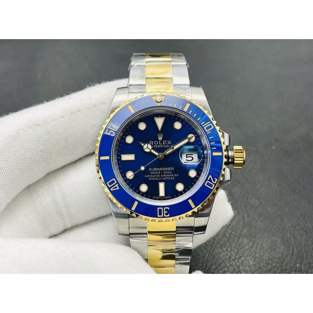 Rolex Submariner Blue Dial Steel Yellow Gold Mens Watch 16613
