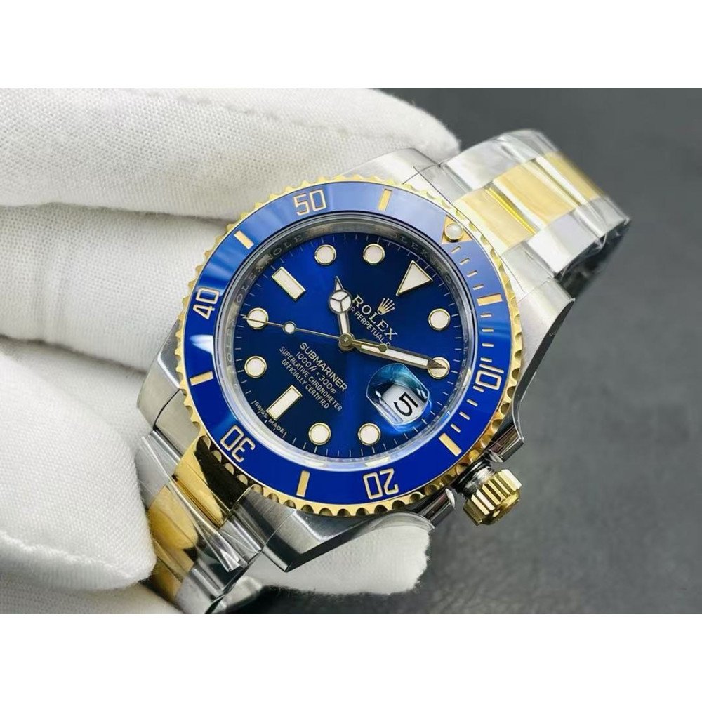 Rolex Submariner Blue Dial Steel Yellow Gold Mens Watch 16613
