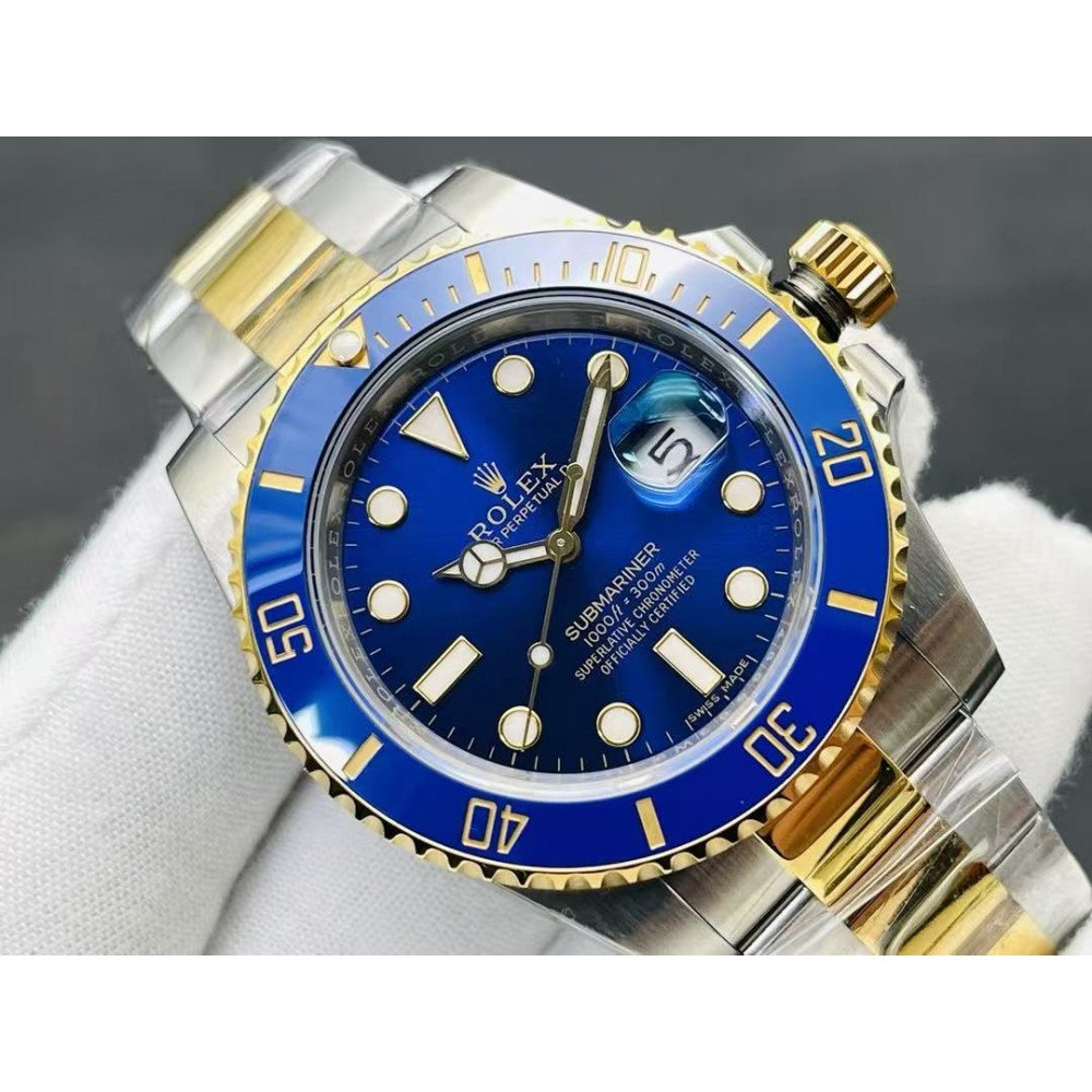 Rolex Submariner Blue Dial Steel Yellow Gold Mens Watch 16613