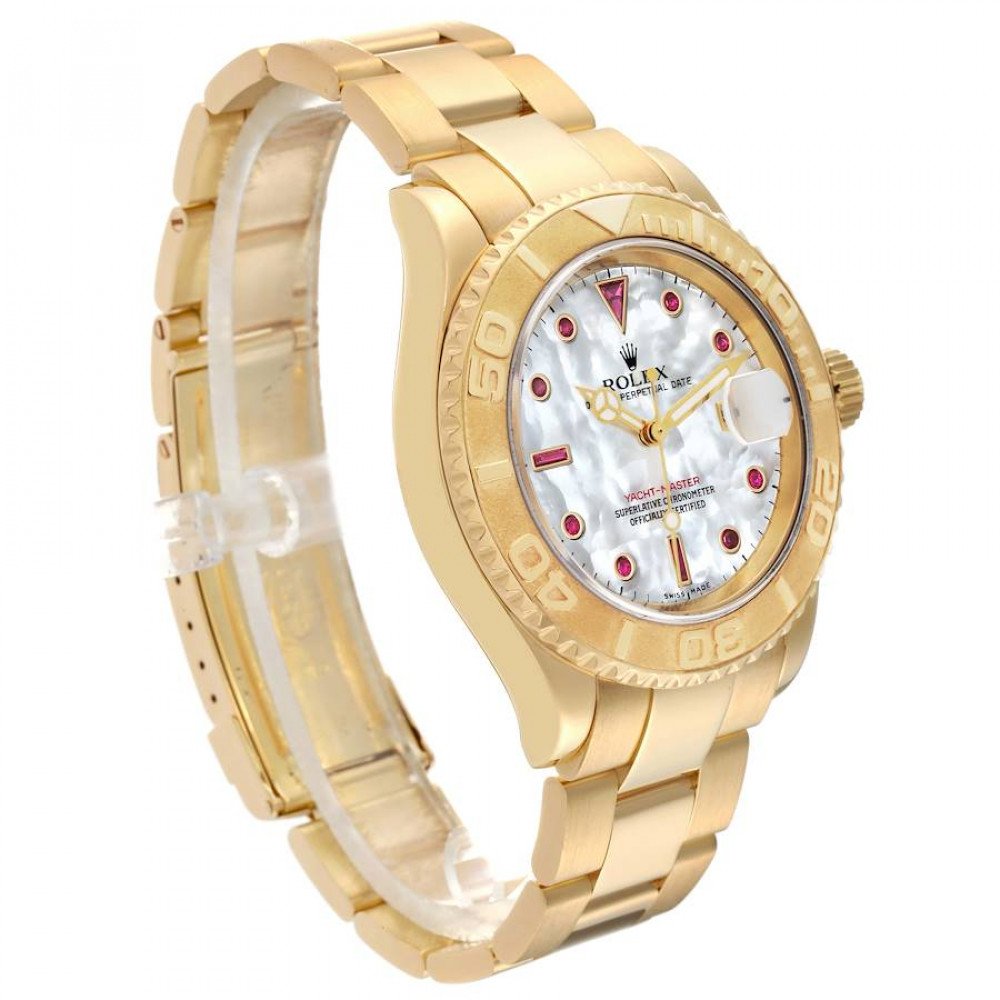 Rolex Yachtmaster Yellow Gold Mother of Pearl Ruby Serti Mens Watch 16628 Rolex Yachtmaster Yellow Gold Mother of Pearl Ruby Serti Mens Watch 16628