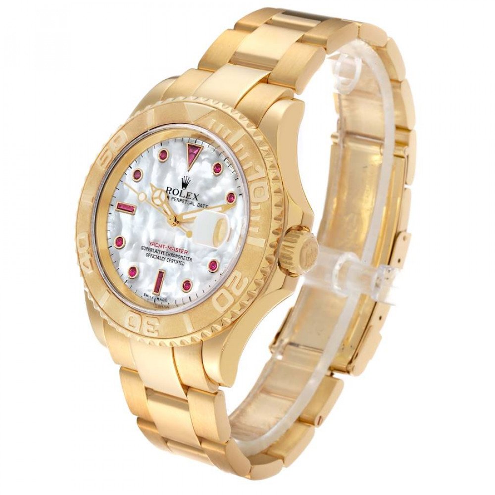 Rolex Yachtmaster Yellow Gold Mother of Pearl Ruby Serti Mens Watch 16628 Rolex Yachtmaster Yellow Gold Mother of Pearl Ruby Serti Mens Watch 16628