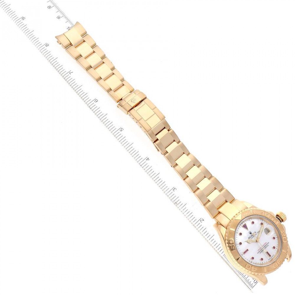 Rolex Yachtmaster Yellow Gold Mother of Pearl Ruby Serti Mens Watch 16628 Rolex Yachtmaster Yellow Gold Mother of Pearl Ruby Serti Mens Watch 16628