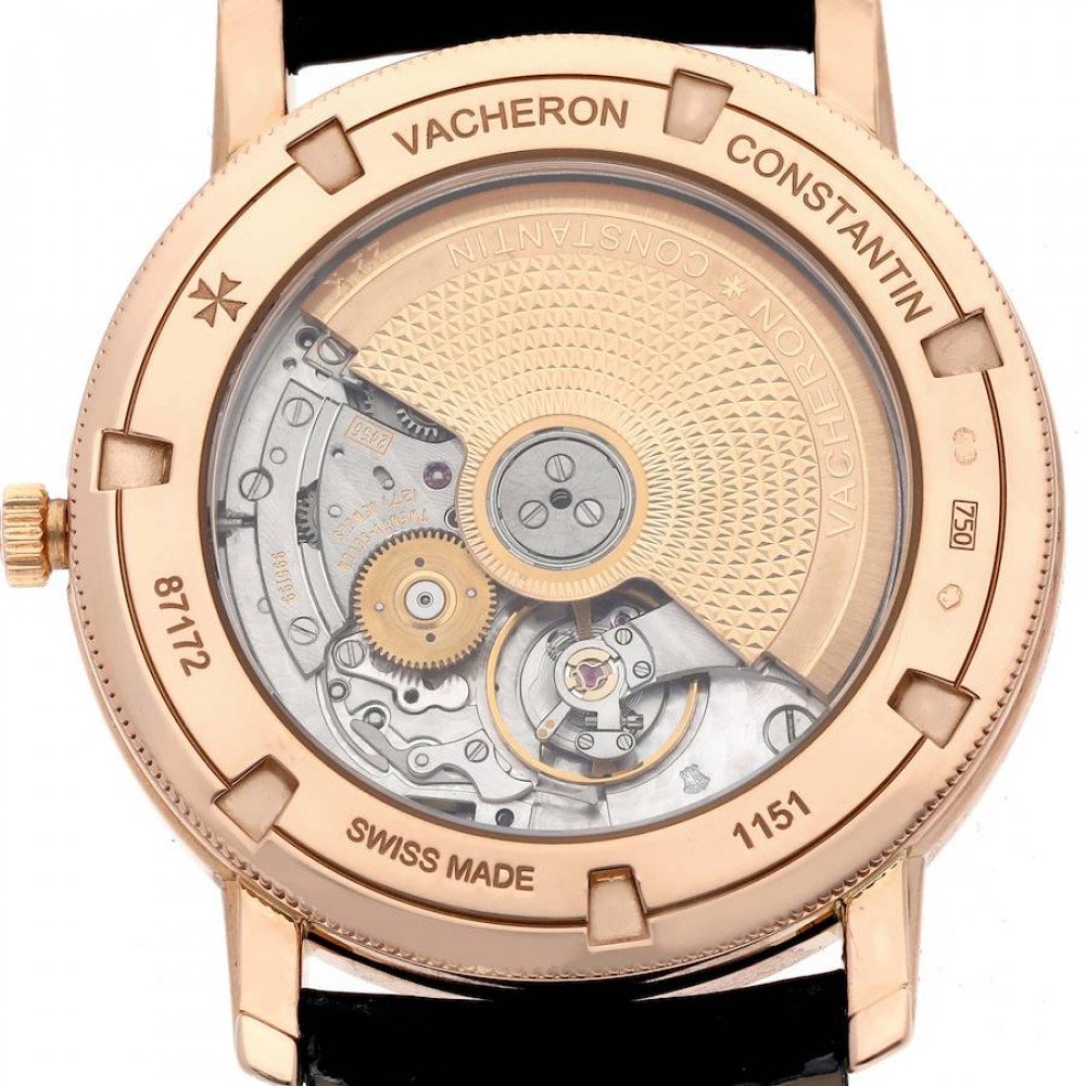 Vacheron Constantin Traditionnelle Rose Gold Black Dial Mens Watch 87172